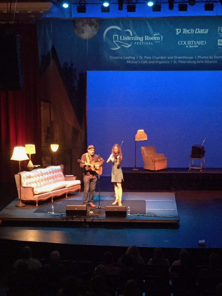 Dan Frechette & Laurel Thomsen performing in a large concert hall