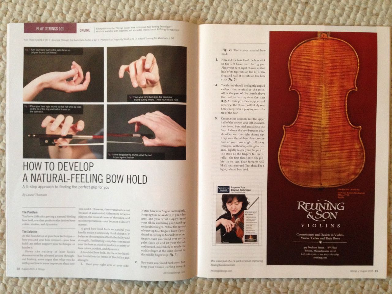 One of violinist Laurel Thomsen's articles published in Strings magazine